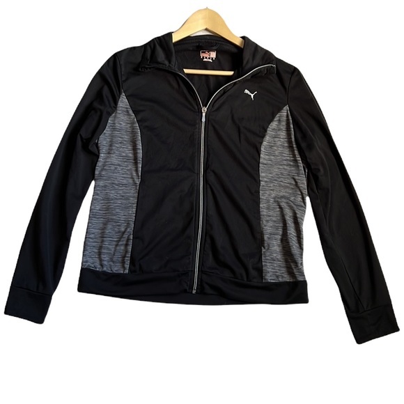 Puma Jackets & Blazers - Puma Gray/Black Full Zip Fitted Training Track Jacket Size XL